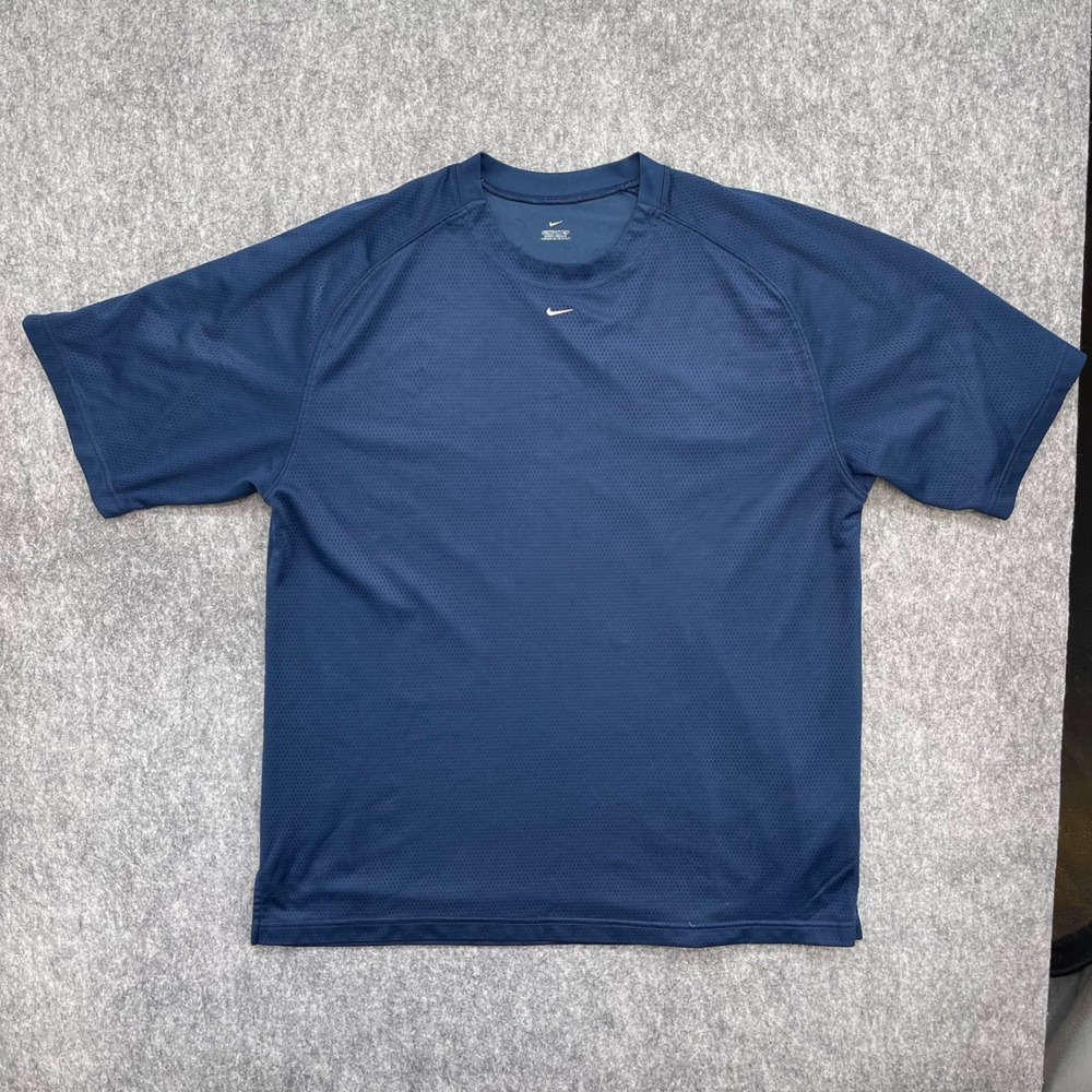 Nike Shirt Mens Extra Large Blue Mesh Center Swoosh Training Vintage Y2K